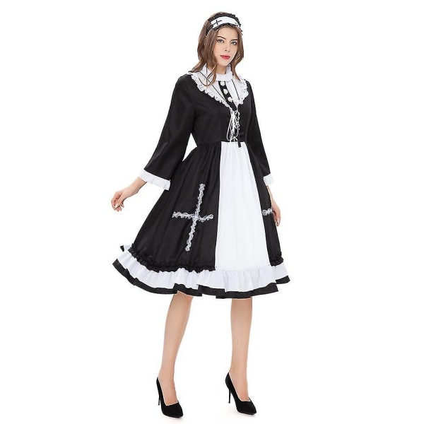 Halloween Cosplay Maid Uniform puku Seksikäs puku Japanilainen kissanainen univormu esiliina piikaasu korkealaatuinen S