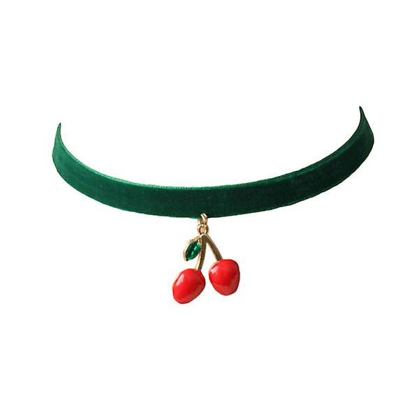 Kvinnors halsband Körsbärshänge Choker Green Velvet Choker Röd