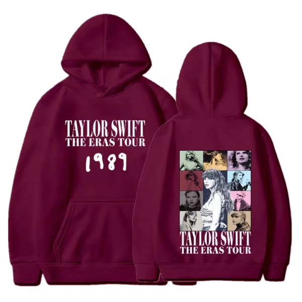 Tylor Ers r 0 Ccert r Crewc Taylor Swift 1989 hættetrøje til mænd og kvinder wine red S