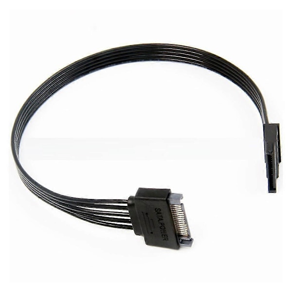 1 stk. SATA strømforsyningsforlængerkabel, 15-benet SATA han til hun forlænger strømkabeladapter til harddisk HDD, SSD, 30 cm