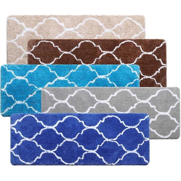 Marokkansk Trellis Mønster Måtte Skridsikker Absorberende Tyk Blød Mikrofiber Bademåtte Dørmåtte Tæppe til Badeværelse Køkken (18\" x 47\", Grå)