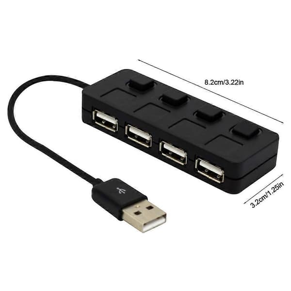 Rask Dataoverføring Hub Med Bryter USB2.0 Splitter Adapter 4 Porter