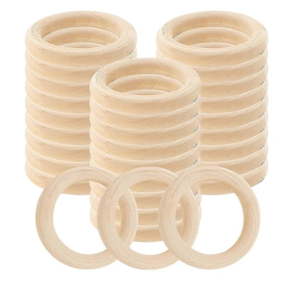 30 stk. Naturlige Træringe 60mm Ubehandlede Macrame Træringe Træcirkler Til DIY Håndværksring Penda A