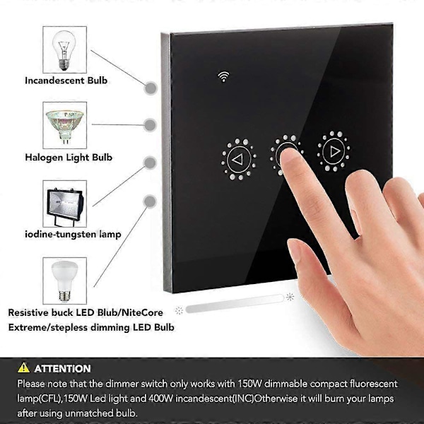 Smart Lysdæmperkontakt 3 Vejs Væg Wifi Lampe LED Lys Berøringskontakt Stemmestyring Telefon APP Kontakt Lys Kompatibel med Alexa Home