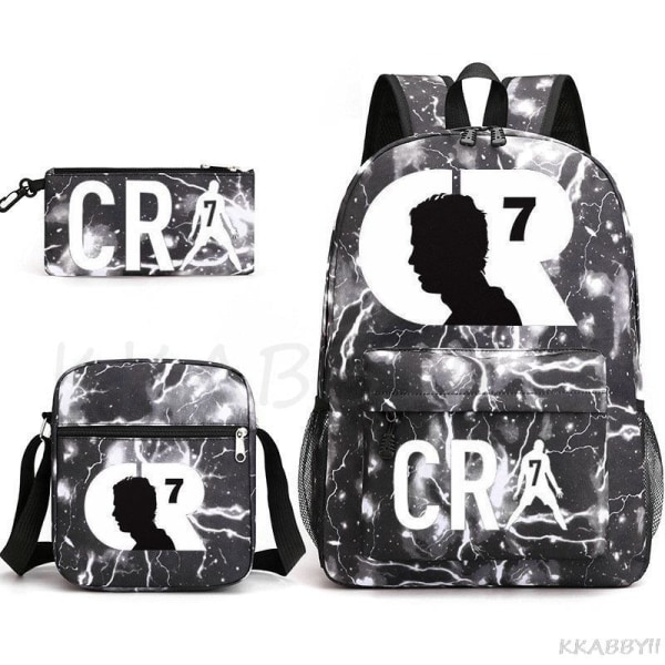 CR7 Skolväskor 3st Stor bokryggsäck för tonåringar Pojkar Flickor Resebärbar dator Mochila Escolars multi