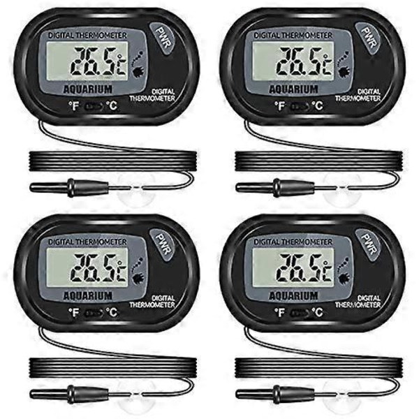 Akvarietermometer LCD Digital Display med Sugekop og Probe til Reptiler Inkubator Akvarium Drivhus Pakke med 4