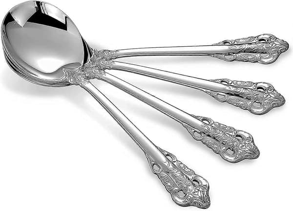 Underbar Rund Soppsked, Set om 4, 18/10 Rostfritt Stål, Silver Visions Bouillon Sked