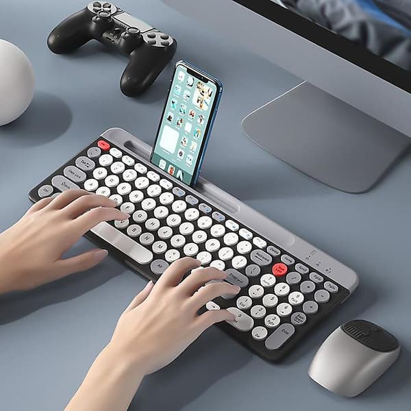 Oppladbart trådløst Bluetooth-tastatur og mussett Mute Laptop Stasjonær datamaskin Apple Ipad Android Universal