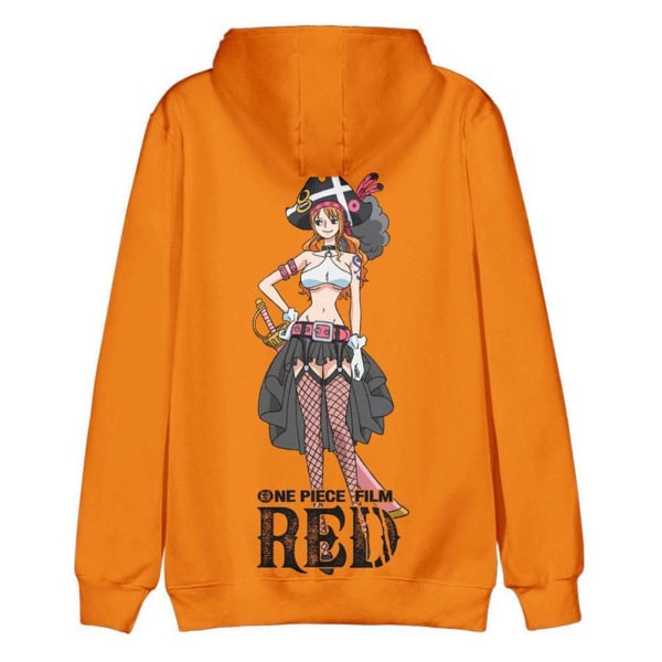 2023 Ny Anime One Piece Casual Huvtröja 3D digitalt tryck orange 3XL