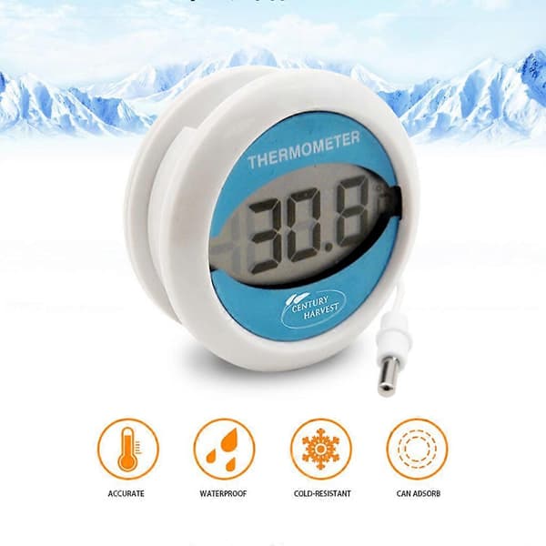 Rund Digital Termometer med Magnetisk Baksida Vattentät Temperaturmätare