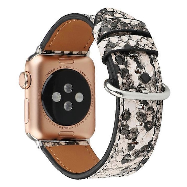 Læder Urrem Kompatibel Med Apple Watch Series 10 9 8 7 SE 6 5 4 3 2 1 42mm 41mm 40mm 38mm Slangeskindsprint Armbånd LightPink