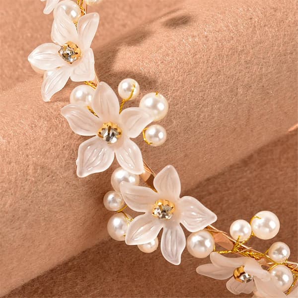Pärlblomma Hårband Hårringar Mode Hårband Bröllop Håraccessoarer