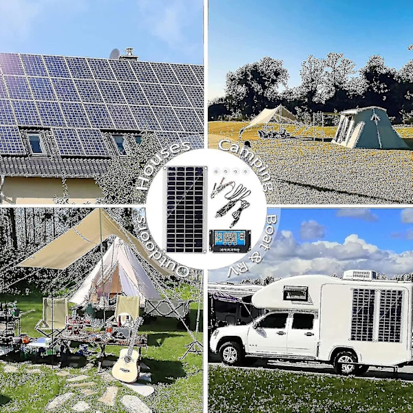300W 12V aurinkopaneeli, aurinkopaneelisarja, lataussarja 60A aurinkolatauksella matkailuautoon, jahdille, ulkokäyttöön, puutarhaan, valaistukseen