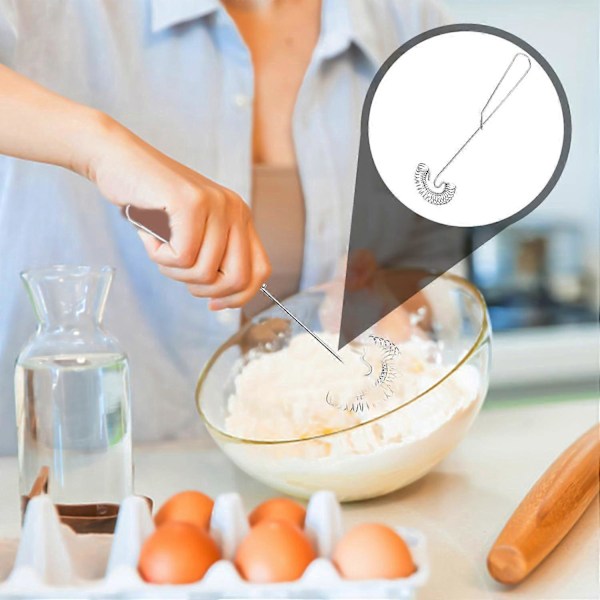 1 stk. æggepisker i rustfrit stål, spiralpiskeris, mini æggepisker, hurtig æggepisker, velegnet til restauranter, hjemmekøkkener
