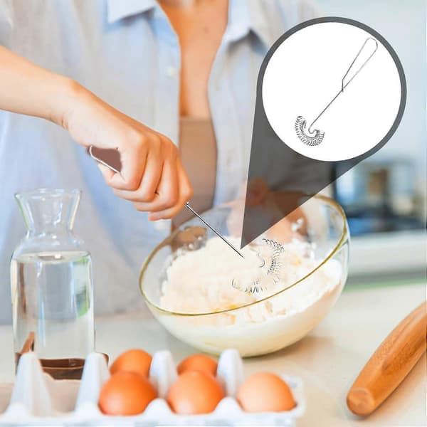 1 stk. Eggvisp i rustfritt stål, spiralvisp, mini eggvisp, rask eggvisp, egnet for restauranter, hjemmekjøkken