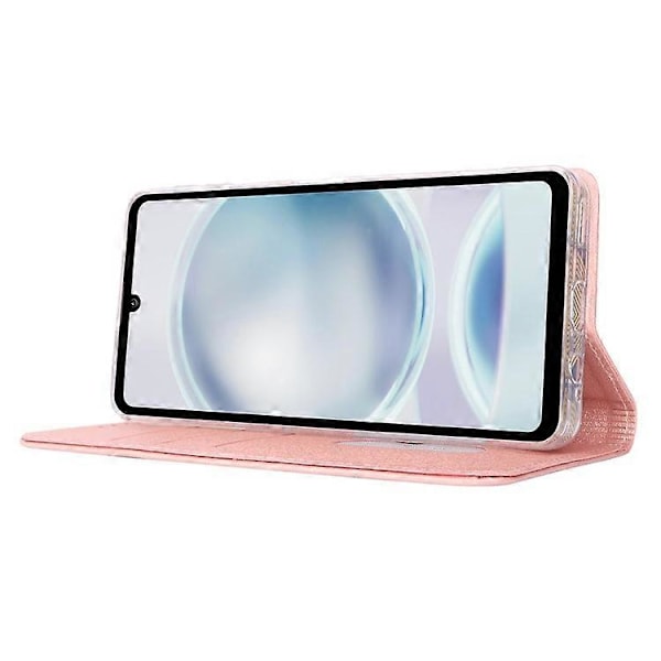 Kompatibel til Sharp Aquos Sense 8 Wallet Case Silke Tekstur Læder Flip Beskyttende Telefon Cover PinkGold