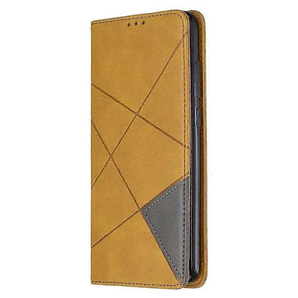 Geometriskt Mönster Ställ Läder Korthållare Fodral Kompatibelt För Xiaomi Redmi Note 8 Pro Yellow