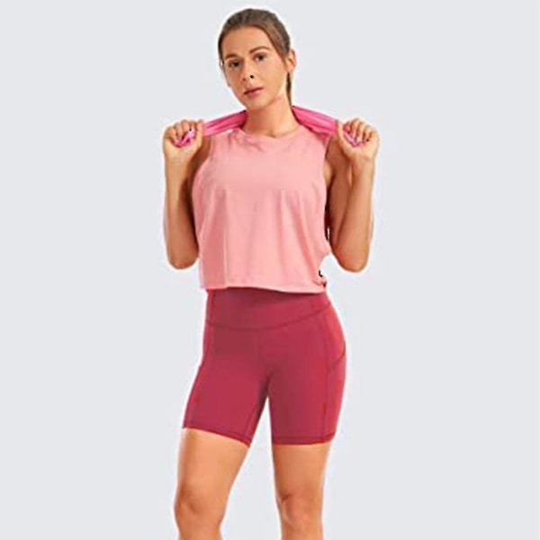 1 st Kvinnors yogashorts med hög midja med sidofickor Magkontroll red