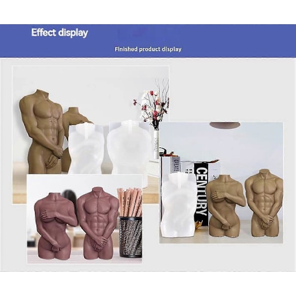 Silikoneform til kropslys, 2 stk. 3D-form til kropsformede lys, Lysforme til Diym H