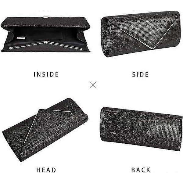 Naisten clutch-laukut, kimalteleva kirjekuorimallinen iltalaukku irrotettavalla ketjulla