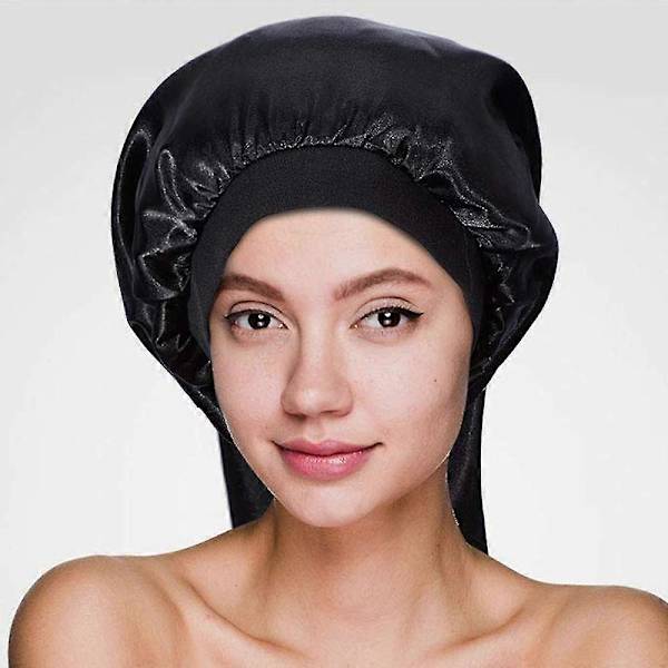 Lang Satin Søvnhat Langt Hår Bonnet Løst Søvnhat Med Blødt Elastisk Bånd Til Kvinder Dreadlocks Krøllet Hår