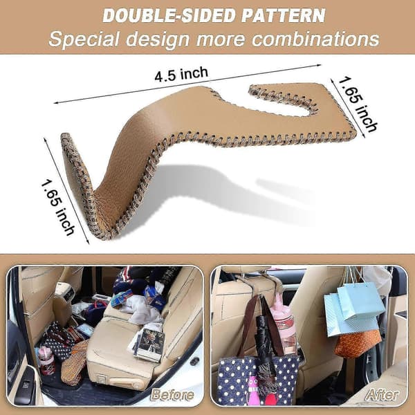 2 stycken bilnackstödkrokar, universal fordon baksäteskrok, beige