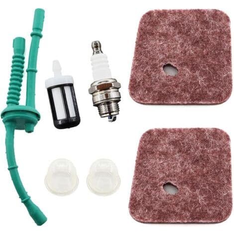 2 - Luftfilter - Bränslefilter - Kompatibel med Stihl FS38 FS45 FS55 HL45 KM55 röjsåg och häcksax + tändstift