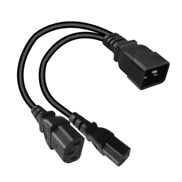 C20 til 2x C13 Y-splitter adapter forlængerstrømkabel PDU UPS 32cm
