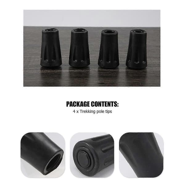 4 stk. erstatningsgummitupper som er kompatible med turstaver, vandrestaver, 4 cm