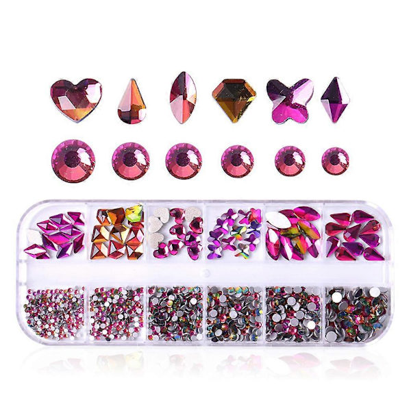 Rhinestones til negle sæt multi former gradient farve rund hjerte flatback