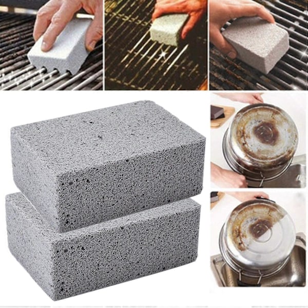 2 stk. Grillsten Bred Anvendelse Effektivt Glaspulver Universel Fremragende Friktion Grillrenser-ZZY