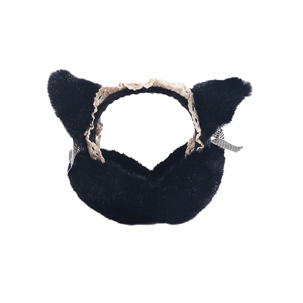 1 st Cat Ear Folding Öronkåpor Vinter Söt Cat Ear Cartoon hopfällbara öronkåpor för barn Black