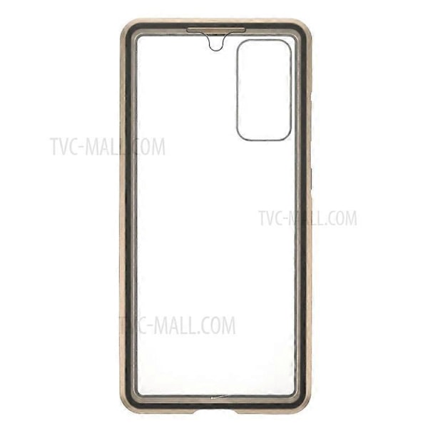 Kompatibel med Samsung Galaxy S20 FE 4G / 5G / S20 Lite / S20 FE 2022 dobbeltsidet hærdet glas + magnetisk metalramme telefoncover Gold
