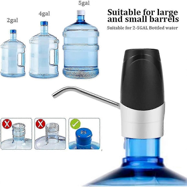 Vattenpumpsflaska Lämplig För Universella 2-5 Gallons Flaskor, Uppladdningsbart Batteri Usb Laddning Automatisk Dricksvattenpump Bärbar Elektrisk Vatten D
