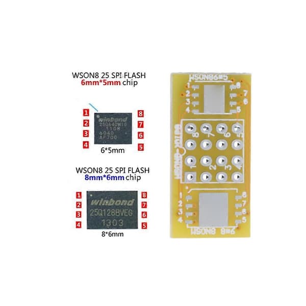 1 stk 2 WSON8 til DIP8 Programmer Adapterkort QFN8/DFN8 til DIP8 & WSON8/MLF8 til DIP8 Sokkel