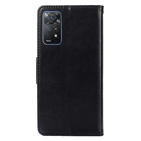 Kompatibel med Xiaomi Redmi Note 11 Pro 4G (MediaTek)/Note 11 Pro 5G (Qualcomm) Godt beskyttet telefondeksel PU-lær lommebok Black