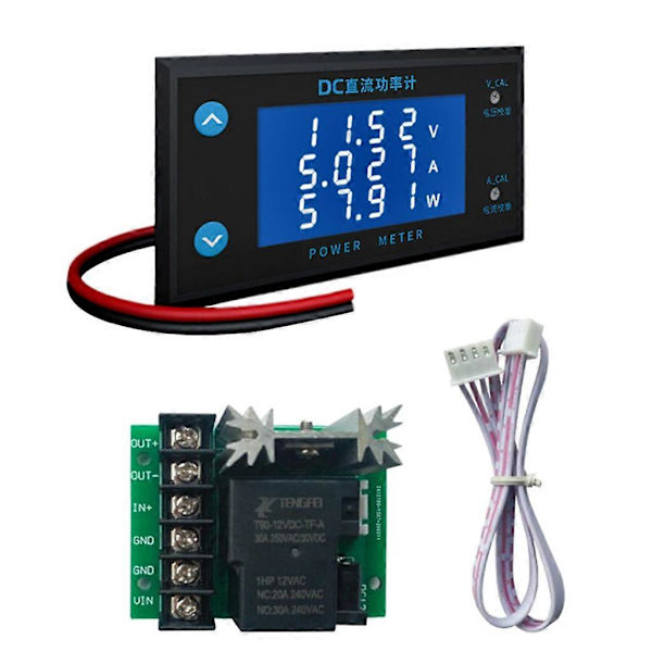 0-200VDC 10A Strømmåler Digital Voltmeter Amperemeter Wattmeter Temperaturmåler
