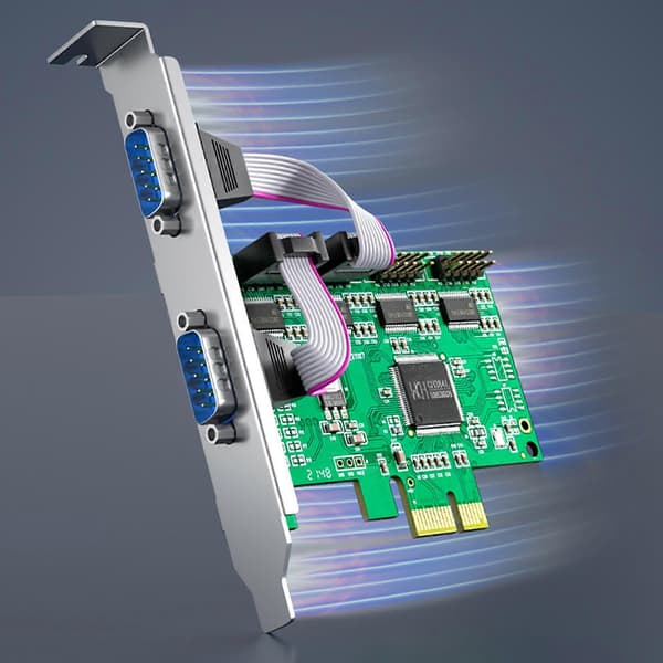 Pcie til to serielle porte RS232 interface industriel kontrol computerudvidelse