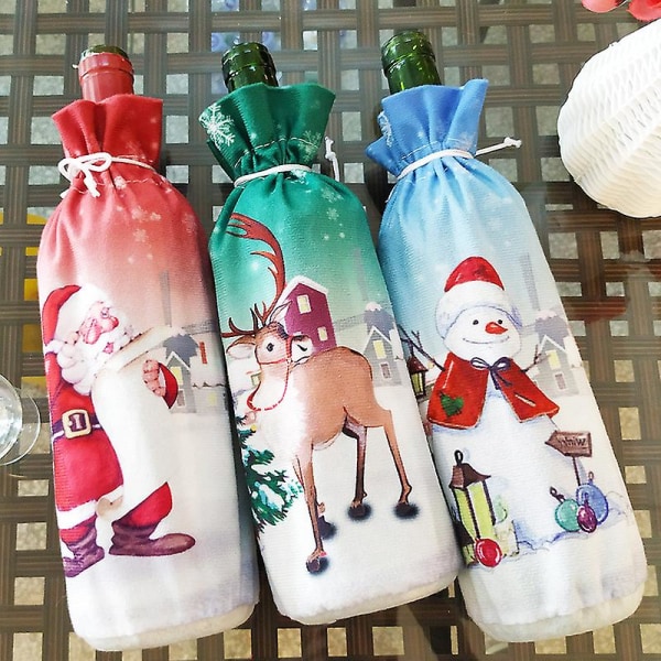 1 kpl Creative Christmas Viinipullosetti Set Cover Joulukoristeet Kodin Jouluna Navidad Deco Noel uudenvuodenlahja 2022 Snowman2 Style10