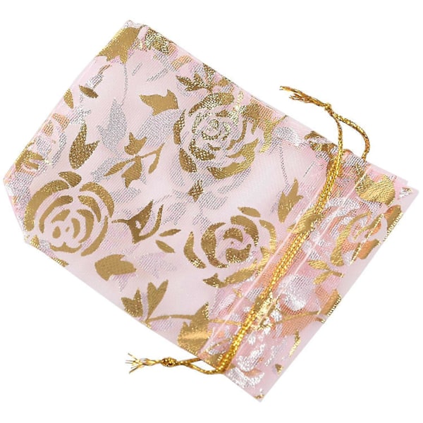 100 stk. 7x9cm Organza Gave Smykketasker Poser Bryllup Julefest Gaveposer Pink-haoyi