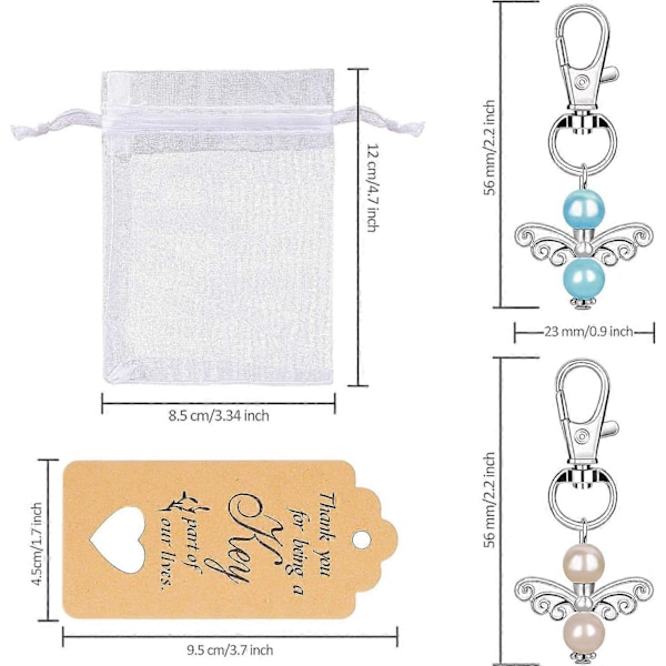 Gästgåvor Dop Bröllop Skyddsängel Nyckelring Hänge Set om 20 med Godispåse Presentetikett för Gästfest Jul Födelsedag Baby Shower