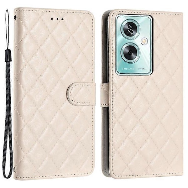 Kompatibel med Oppo A79 5G / A2 5G Læder Etui Wallet Folio Flip Mobiltelefon Cover Beige