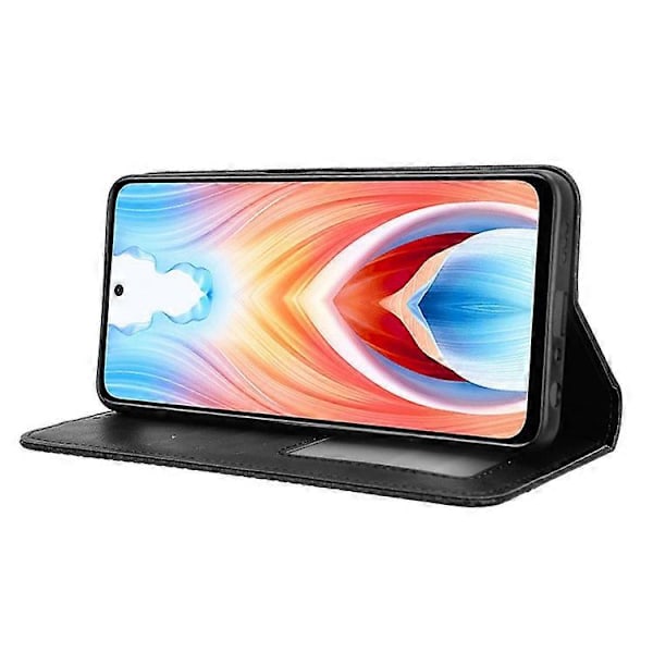 Kompatibelt Skal för Oppo A79 5G / A2 5G Retro PU Läder Magnetisk Självstängande Plånboksfodral Black