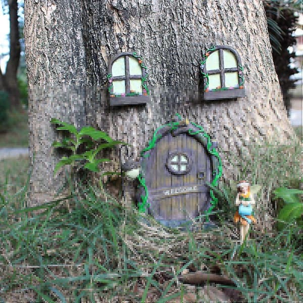 Fé dörr kit fé och fé dörr miniatyr dekor fé träd prydnad