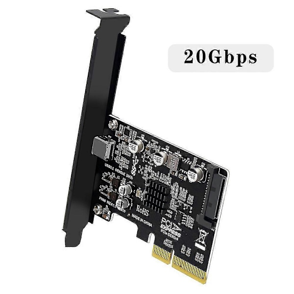 USB PCIE-kort Typ C PCI- 4X till USB 3.2 Gen 2X2 (20Gbps) ASM3242 Chipset för Windows 8/10/Linux