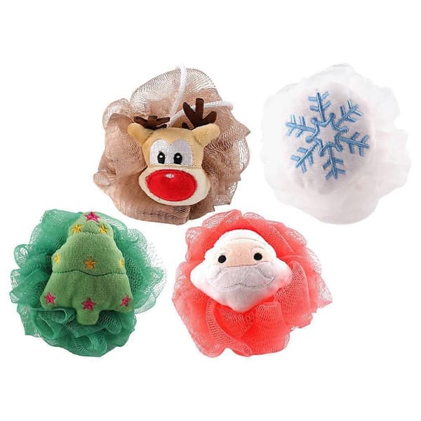 4 stk. Badebolde Kreativ Julestil Kropsskrubber Eksfolierende Badebold