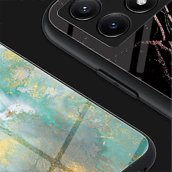 Yhteensopiva Xiaomi Redmi K70E 5G -kotelo Marmorikuvio Karkaistu lasi+PC+TPU-suojus White