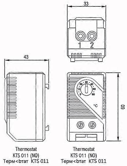KTS011 0-60 Kompakt Mekanisk Termostat Sensor Temperaturkontroller NY