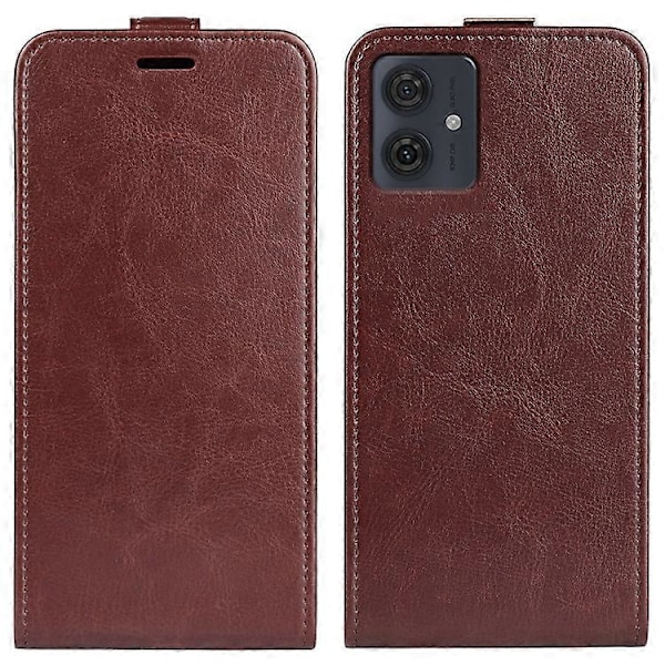 Telefondeksel Kompatibelt For Motorola Moto G54 5G Vertikal Flip Telefon Shell Crazy Horse Tekstur Cover Brown