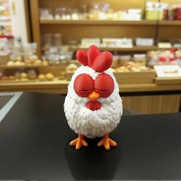 Mini søvnig kyllingfigur, PLA søt lat hane skrivebordspynt, liten søvnig kyllingstatue dekor, mini kyllingfigur gave til hjemmebordplate 2PCS